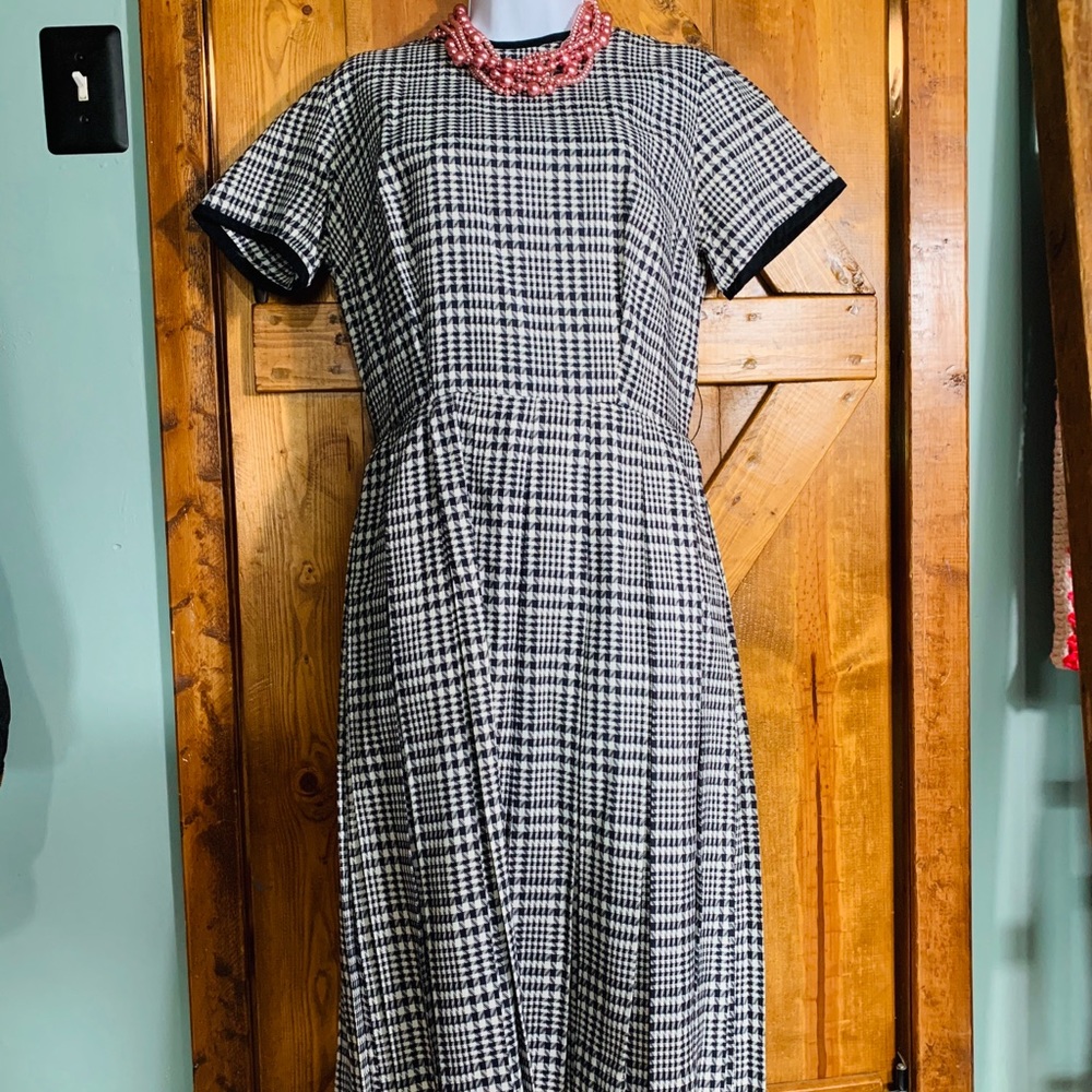 Vintage houndstooth plaid dress